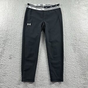 Under Armour Compression Pants Youth Large Black HeatGear Exposed Elastic Girls